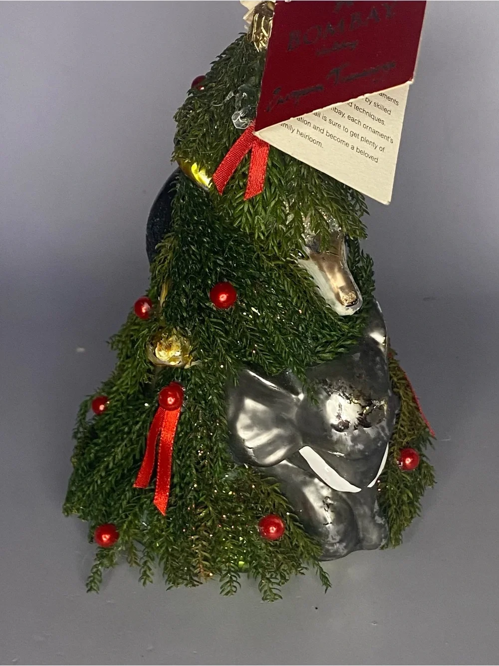 Vintage Blown Glass Bombay Safari/Jungle Animal Holiday Tree Ornament - Green